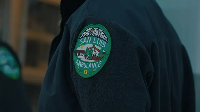 close up of san luis ambulance patch