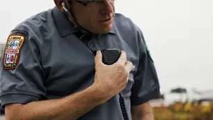 san luis ambulance medical officer speaking into mobile radio